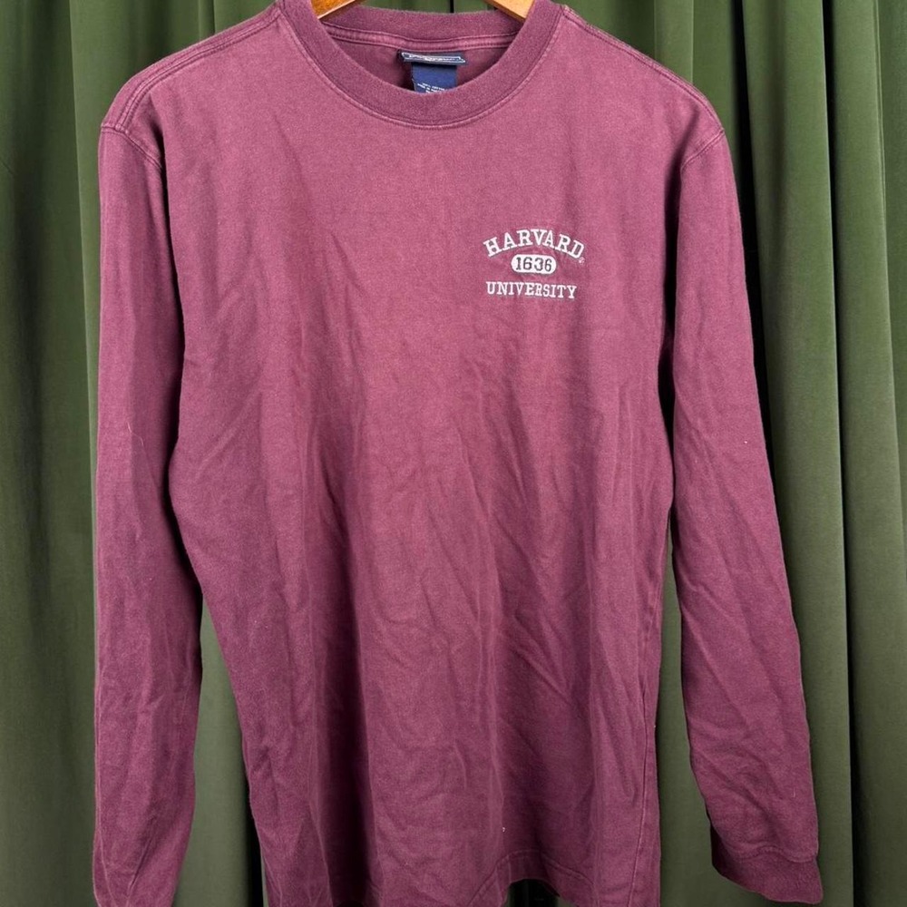 JanSport Harvard University Long Sleeve Shirt Burgundy Cotton Crewneck Small